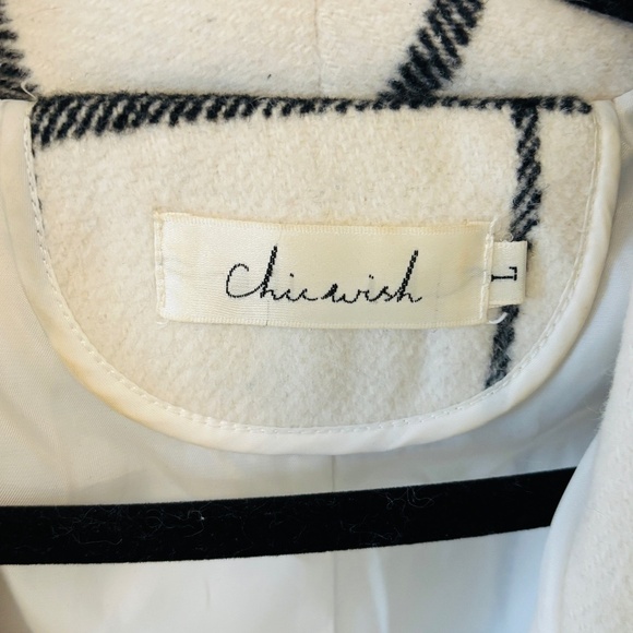 Chicwish Women's PRAIRIE GRID RABATO  Grid Off-White Wool Blend Coat SZ Large - Picture 8 of 10
